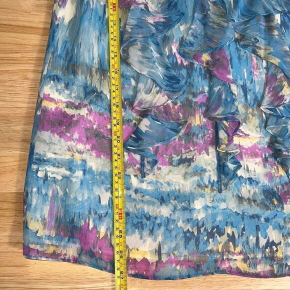 Banana Republic Multi-Color Silk Blouse, Flutter Sleeves & Ruffle Bib, Women’s M - Picture 4 of 11